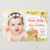 Invitation Pique-nique d'été dans les tournesols du parc phot (Devant / Derrière)