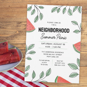 Invitation Pique-nique d'été de quartier Pastèque