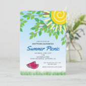 Invitation Pique-nique d'été | Feuilles et pastèque (Debout devant)