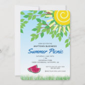 Invitation Pique-nique d'été | Feuilles et pastèque (Devant)