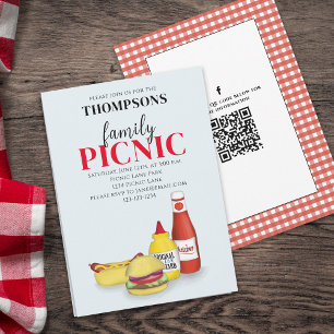 Invitation Pique-nique d'été mignon Code QR tendance sur les