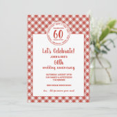 Invitation Pique-nique d'été motif carreaux rouges Fête (Debout devant)