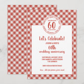 Invitation Pique-nique d'été motif carreaux rouges Fête (Devant / Derrière)