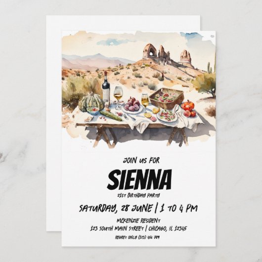 Invitation pique-nique d'été vue Cappadoce (Devant / Derrière)