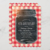 Invitation Pique-nique du 40e anniversaire du Mariage rustiqu (Devant / Derrière)