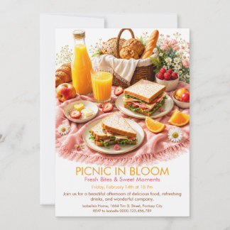 Invitation Pique-nique en fleurs - Jardin de printemps Party