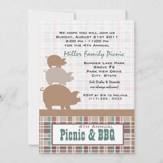 Invitation Pique-nique et barbecue (Devant)
