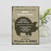 Invitation Pique-nique et barbecue Brown Hog (Debout devant)