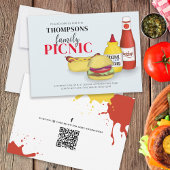 Invitation Pique-nique été mignon BBQ Fun QR Code Social Medi