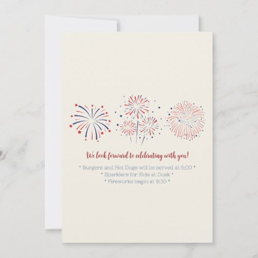 Invitation Pique-nique Festive 4 juillet Barbecue (Dos)