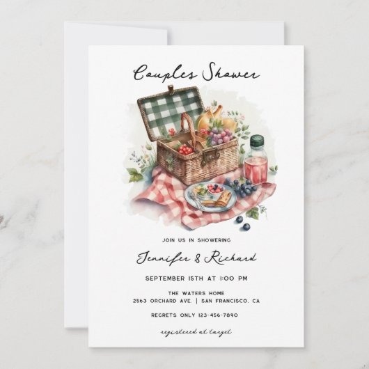 Invitation Pique-nique | Fête de couples rustique (Devant)