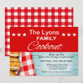 Invitation Pique-nique guingan rouge et blanc de | de (Devant / Derrière)