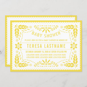 Invitation Pique-nique jaune, blanc baby shower mexicain