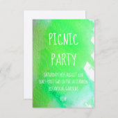 Invitation Pique-nique moderne couleur vert citron (Devant / Derrière)