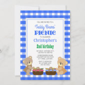 Invitation Pique-nique nounours fête d'anniversaire (Devant)