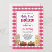 Invitation Pique-nique nounours fête d'anniversaire (Devant)