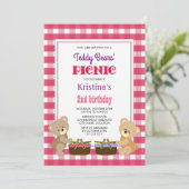 Invitation Pique-nique nounours fête d'anniversaire (Debout devant)