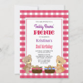 Invitation Pique-nique nounours fête d'anniversaire (Devant)