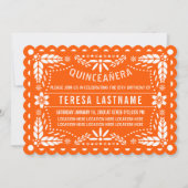 Invitation Pique-nique orange et blanc vif Quinceañera (Devant)