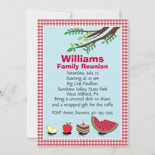 Invitation Pique-nique personnalisable de la Réunion de (Devant)