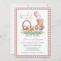 Pique-nique Pink Teddy Bear Balloon 1er Anniversai