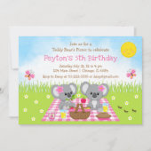 Invitation Pique-nique rose de Koala Bear En vichy anniversai (Devant)