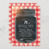 Invitation Pique-nique Rustic Mason Jar 70e anniversaire (Devant / Derrière)