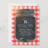 Invitation Pique-nique Rustic Mason Jar 70e anniversaire (Devant)