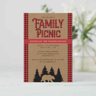 Invitation Pique-nique Rustique Kraft Plaid