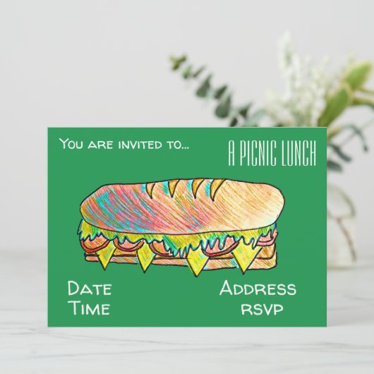 Invitation Pique-nique sandwich (Debout devant)