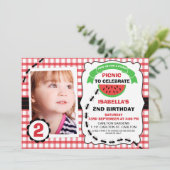 Invitation Pique-nique Watermelon Photo Anniversaire Fête Inv (Debout devant)