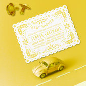 Invitation Pique picado baby shower jaune, blanc
