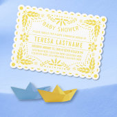 Invitation Pique picado baby shower jaune, blanc