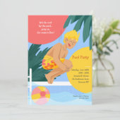 Invitation Piquez une tête, l'eau est bonne, fête au bord de  (Debout devant)