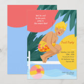 Invitation Piquez une tête, l'eau est bonne, fête au bord de  (Devant / Derrière)