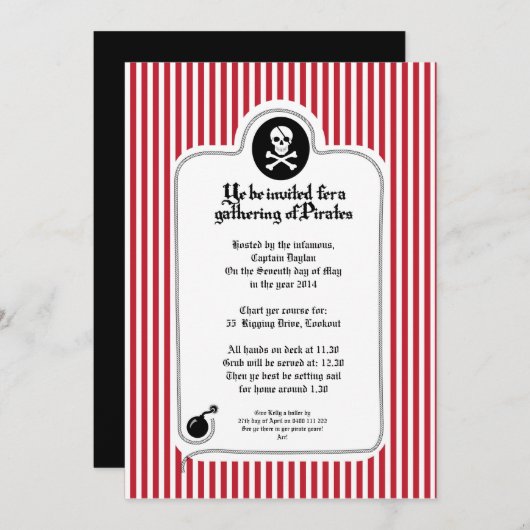 Invitation pirate (Devant / Derrière)