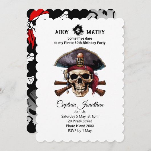 Invitation Pirate Adventure Attend (Devant / Derrière)