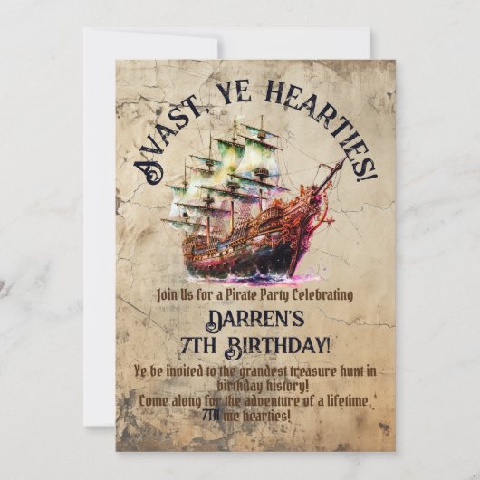 Invitation Pirate Adventure Attend | Partie de thème d'expédi (Devant)