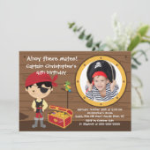 Invitation Pirate Ahoy Mates Boy Photo Party (Debout devant)