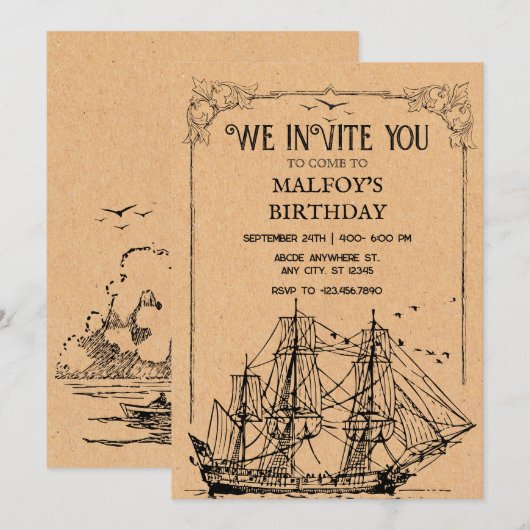 Invitation Pirate Ancien  (Devant / Derrière)