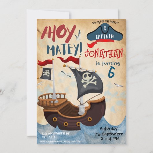 Invitation Pirate Anniversaire (Devant)