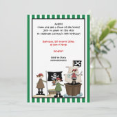 Invitation Pirate anniversaire de enfant de la frontière vert (Debout devant)