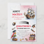 Invitation Pirate aquarelle fête d'anniversaire (Devant)