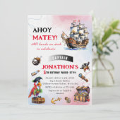 Invitation Pirate aquarelle fête d'anniversaire (Debout devant)