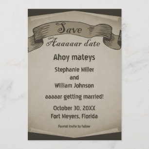 Invitation Pirate au Format Parchemin, Marron, Enr