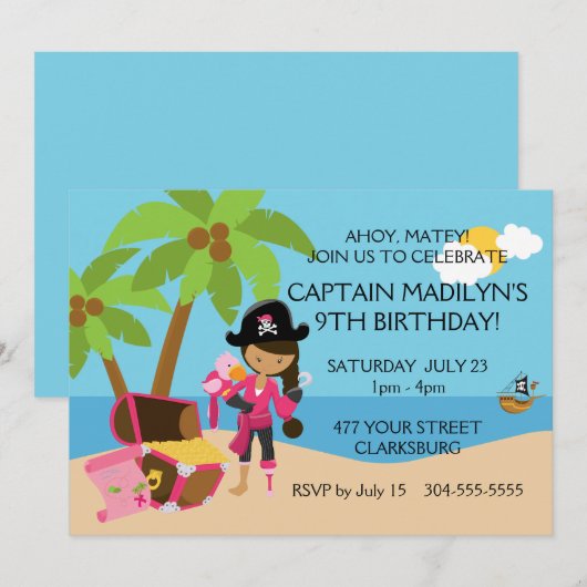 Invitation Pirate avec la fête d'anniversaire de la Jambe de (Devant / Derrière)