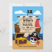 Invitation Pirate aventure enfant anniversaire de fête thème (Devant)