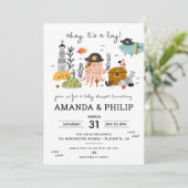 Invitation Pirate Baby shower Ahoy C'est un garçon (Debout devant)