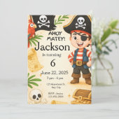 Invitation Pirate Birthday Invitation, Editable Kids Party (Debout devant)