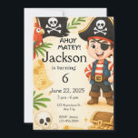 Invitation Pirate Birthday Invitation, Editable Kids Party<br><div class="desc">Ahoy, matey ! Célébrez la grande journée de votre petit pirate avec cette invitation amusante et modifiable d'anniversaire sur le thème des pirates. Doté d'un joyeux pirate de dessin animé, d'un coffre au trésor, d'un crâne et d'os croisés, et de détails tropicaux, ce design est parfait pour des fêtes aventureuses...</div>